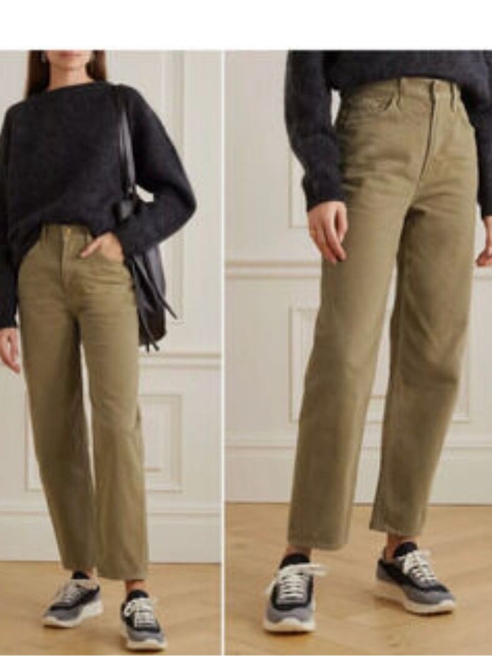 MOTHER SNACKS High Waisted Double Stack Ankle Jean In Army Green 26